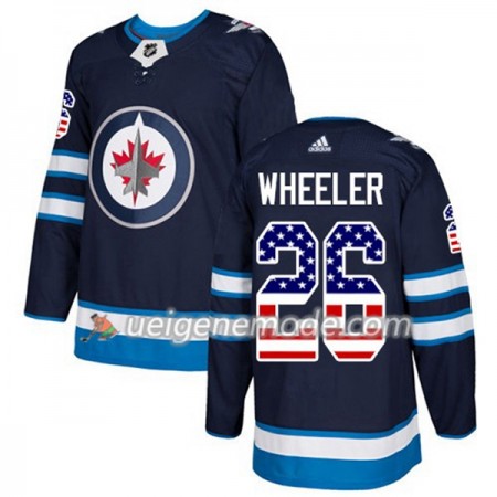 Herren Eishockey Winnipeg Jets Trikot Blake Wheeler 26 Adidas 2017-2018 Marineblau USA Flag Fashion Authentic